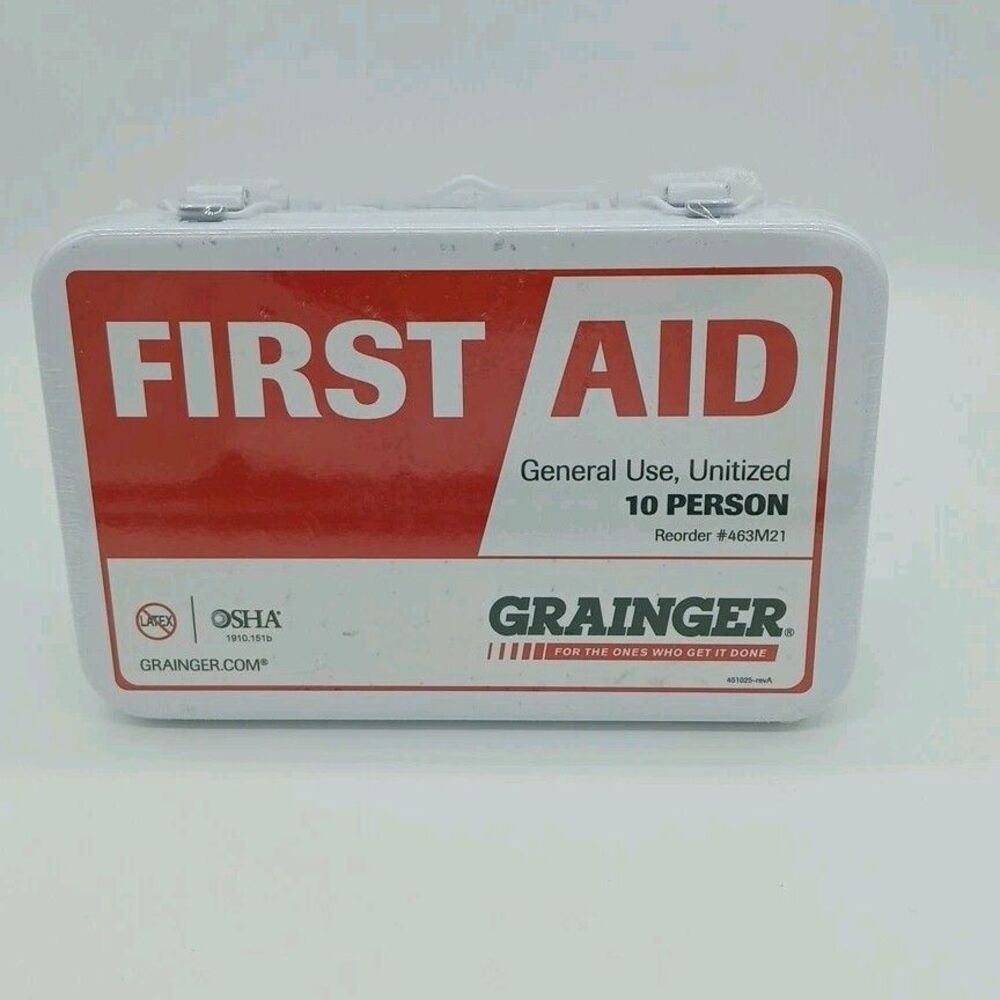 Grainger 10 Person First Aid Kit-General Use (Read) #463M21 Metal Mounts Sealed